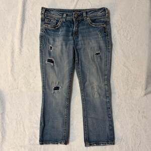 Silver Jeans Co. Suki Mid Crop Distressed Bootcut Jeans
